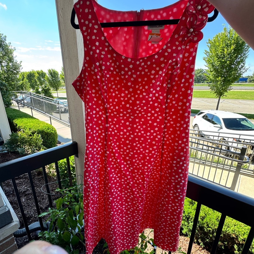 Robbie Bee Red Polka Dot Midi Dress